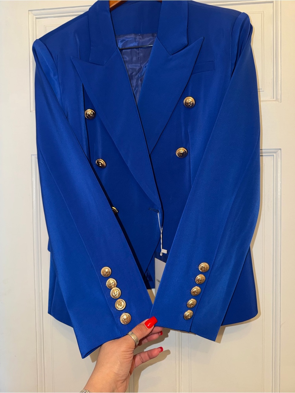Double-Breasted Royal Blue Women's Blazer with Gold Buttons